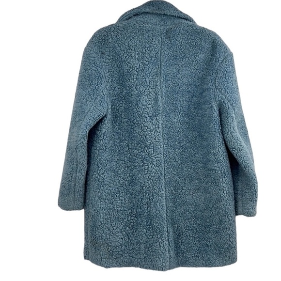 ZARA BASIC Oversized Lined Wool Blend Teddy Coat in Beautiful Blue Size Small - Picture 4 of 5
